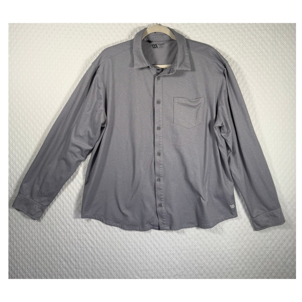 VRST Mens XL Grey Textured Long Sleeve Button Down Performance Shirt Stretch